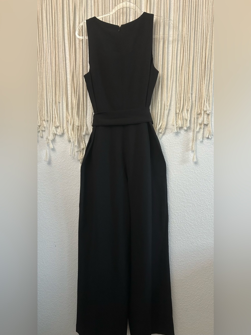 TASH AND SOPHIE Chic Black Sleeveless Jumpsuit Belted Wide Leg Stretchy Sz 6 - Picture 11 of 15